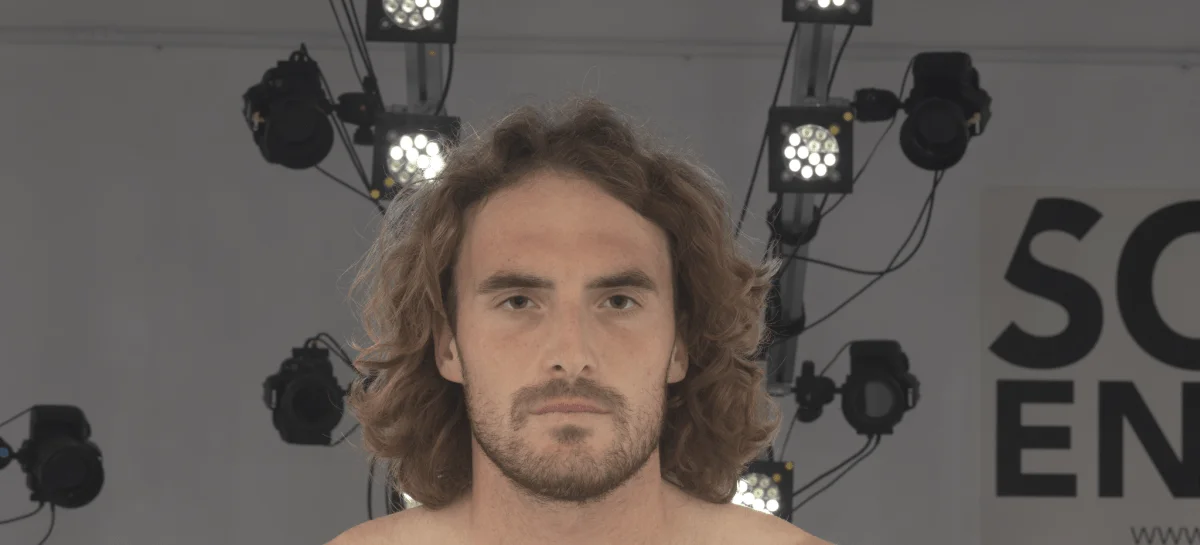 Stefanos Tsitsipas being scanned for his 3D model